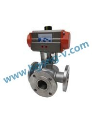 API/ANSI Pneumatic stainless steel three way ball valve